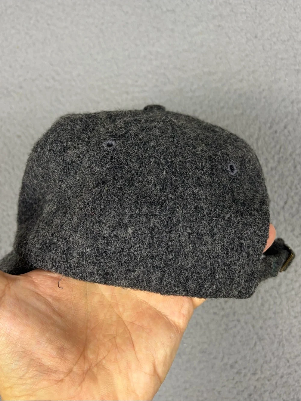 Vintage J. Crew Wool Hat Cap Charcoal Gray Adjustable Baseball Made in USA